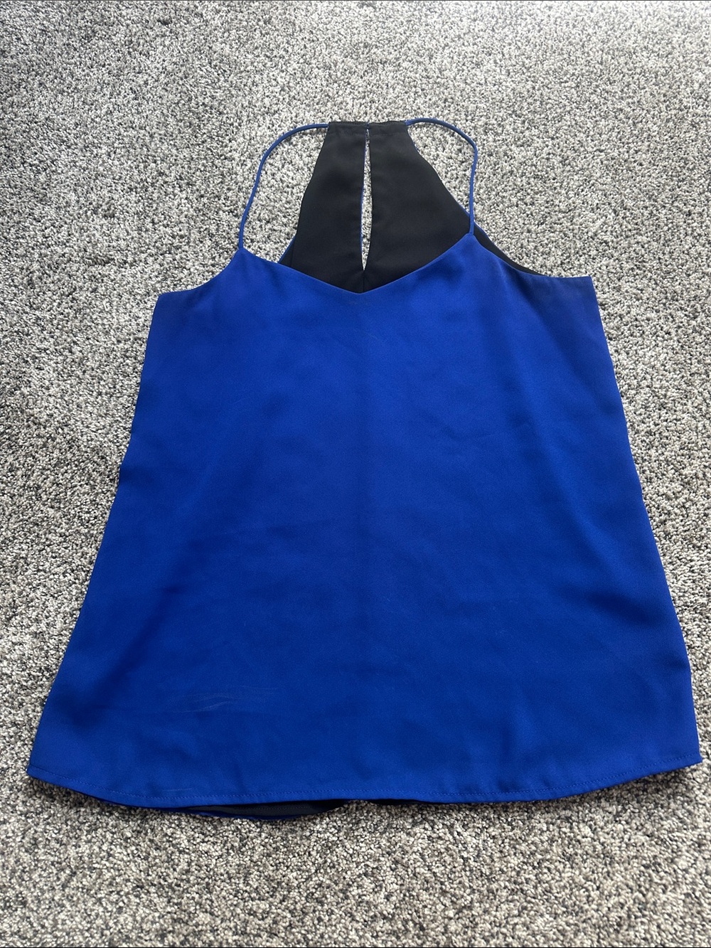 Blue Halter Cami Top with Black Back Detail